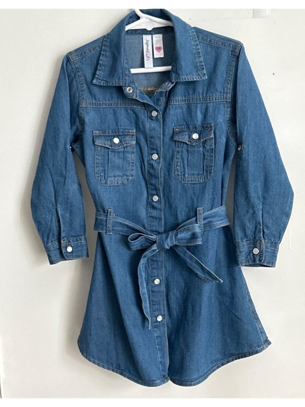 Girls Japna Kids Denim Button-Down Shirt Dress Size 6X